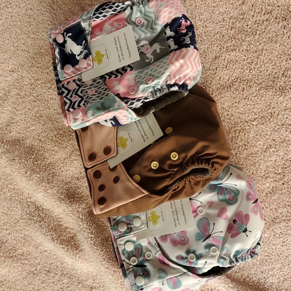 3 NWT Happy Beehinds Supersoaker Cloth Diapers
